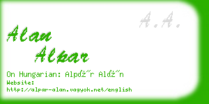 alan alpar business card